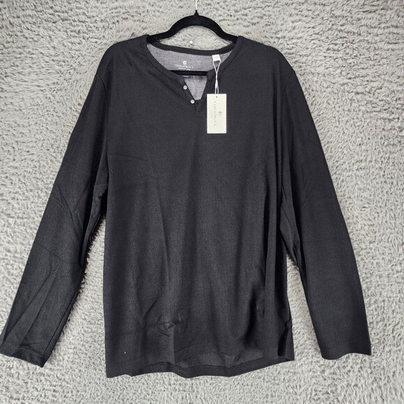 Construct Shirt Mens XXXL Black Long Sleeve Jersey Knit Textured Henley *NWT* - Picture 1 of 10